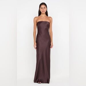 BEC + BRIDGE AUSTEN STRAPLESS MAXI DRESS DARK CHOCOLATE BROWN
